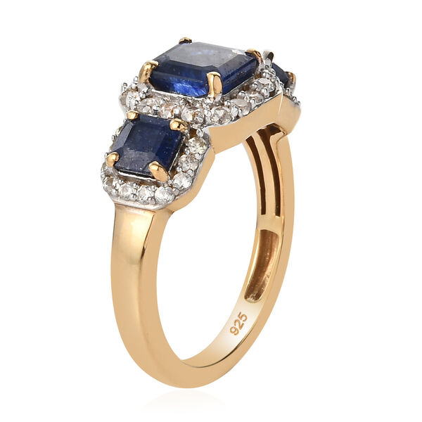 Masoala Saphir und Zirkon-Trilogie-Halo-Ring, 925 Silber vergoldet, 2,91 ct. image number 3