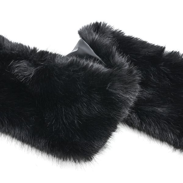 Schal mit Kunstfell in Felloptik, Einheitsgr&ouml;&szlig;e, Schwarz image number 4