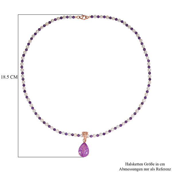 D'Joy AA Rose De France Amethyst, afrikanischer Amethyst und Perle Anh&auml;nger mit 50cm Kette image number 5