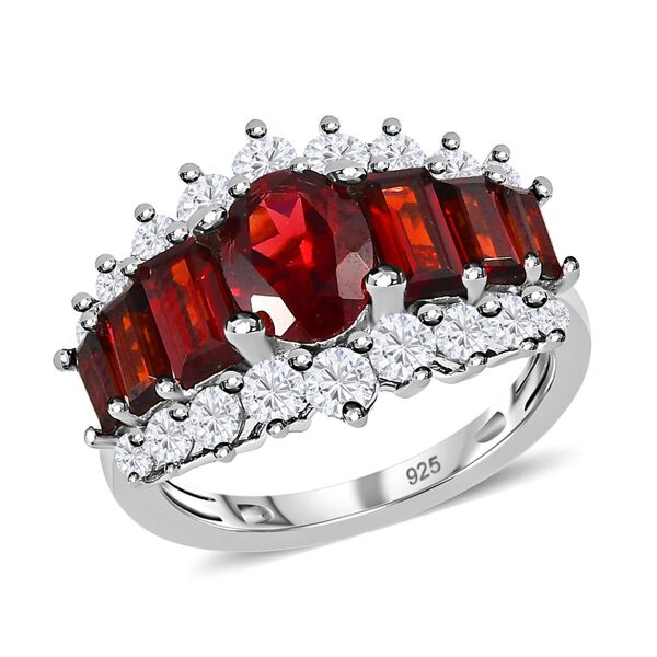 Natürlicher Mosambik Granat Ring, 925 Silber platiniert (Größe 19.00) ca. 5.49 ct image number 4