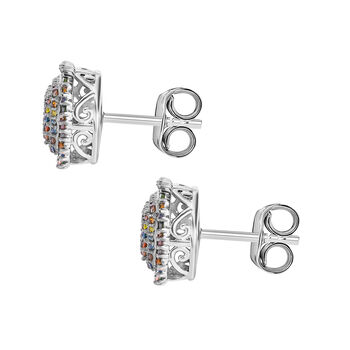 Nat&uuml;rlicher Champagner Diamant P, Roter Diamant Ohrringe 925 Silber platiniert ca. 1.00 ct