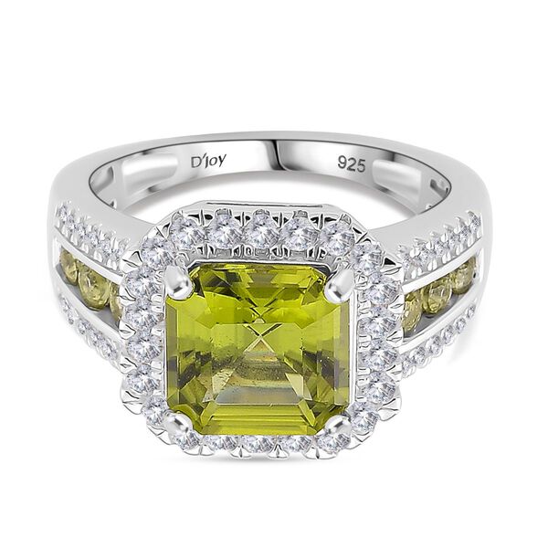 Djoy EXKLUSIVER ASSCHER SCHLIFF Premium Nat&uuml;rlicher Peridot Ring 925 Silber rhodiniert (Gr&ouml;&szlig;e 18.00) ca. 2.36 ct image number 0