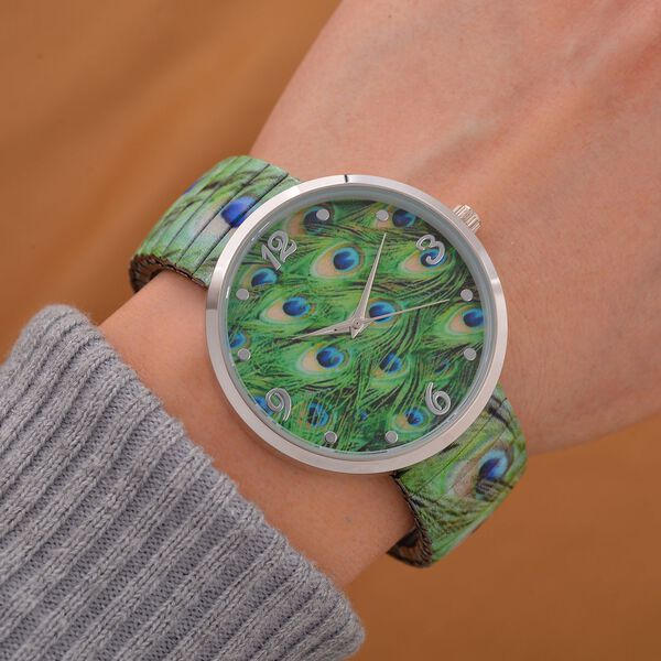 STRADA - Japanisches Uhrwerk, Flexible Uhr, Pfau image number 2