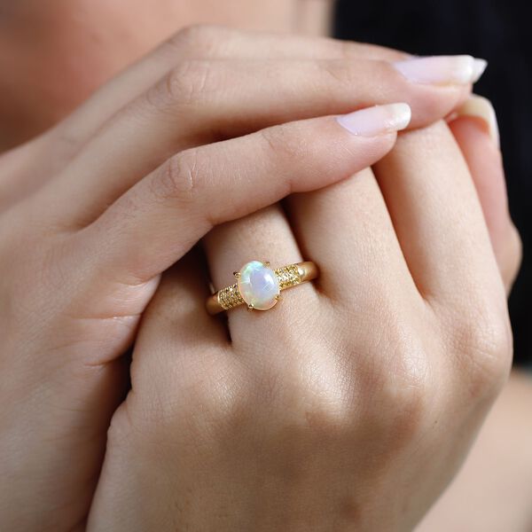 Nat&uuml;rlicher, &auml;thiopischer Welo Opal und gelber Diamant-Ring - 1,30 ct. image number 4