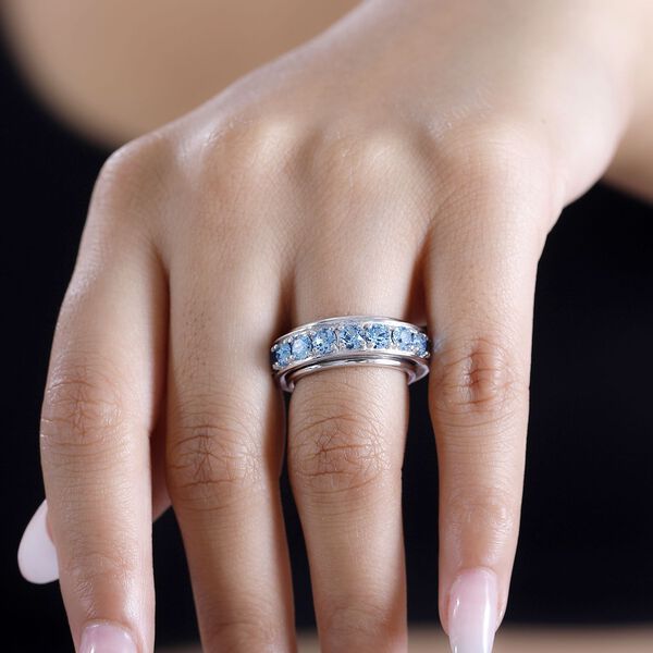 J Francis gefertigt mit SWAROVSKI- Aquamarin Swarovski Kristall Spinning-Ring image number 3