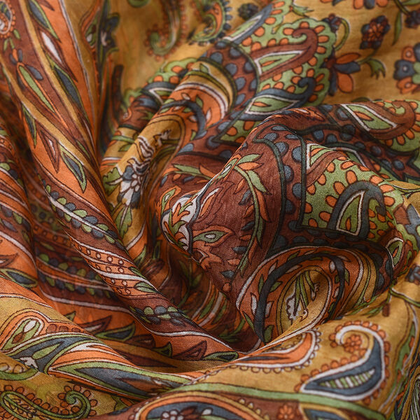 Bedruckter 100% Satin-Seidenschal, 48x160cm, Paisley Erdton image number 6