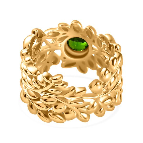 Natürlicher Chromdiopsid Ring 925 Silber Gelbgold Vermeil (Größe 18.00) ca. 0,54 ct image number 6