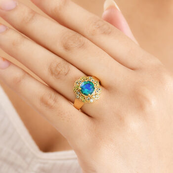 D'Joy Pfau Triplett Quarz, Peridot und blauer Apatit Ring - 2,76 ct.