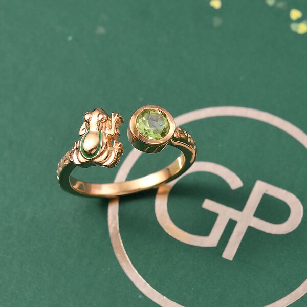 GP Trionfo Kollektion - AA Nat&uuml;rlicher Peridot, Kanchanaburi Blauer Saphir Ring, 925 Silber 750 Gelb Vergoldet (Gr&ouml;&szlig;e 20.00) ca. 0.58 ct image number 1