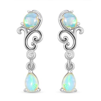 Nat&uuml;rliche, &auml;thiopische Opal-Ohrringe, 925 Silber platiniert ca. 1,07 ct