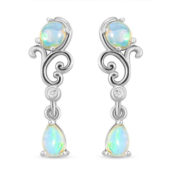 Nat&uuml;rliche, &auml;thiopische Opal-Ohrringe, 925 Silber platiniert ca. 1,07 ct