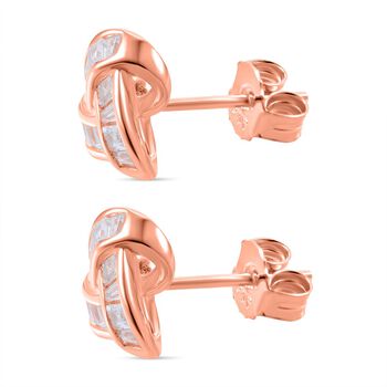 Liebesknoten wei&szlig;e Zirkonia-Ohrringe, 925 Silber Ros&eacute;gold Vermeil - 2,20 ct.