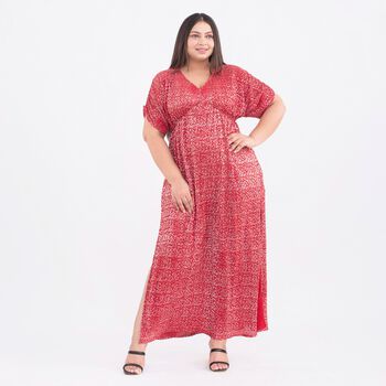 Tamsy - Plissee-Abendkleid, One Size, Rot