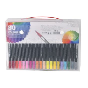 80-tlg. Aquarell-Malset mit Aufbewahrungsbox, Fantastische Dual-Tip Brush- und Fineliner-Stifte f&uuml;r Handlettering, Kunstprojekte und Skizzen