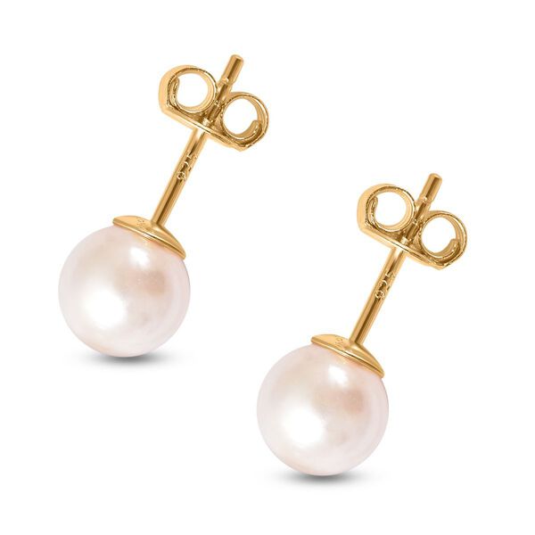 Japanische Akoya Perlen-Ohrringe, 925 Silber vergoldet image number 4