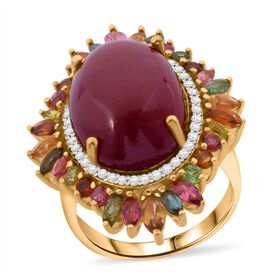 Afrikanischer Rubin, Zirkon und Multi-Turmalin Ring - 23,41 ct.