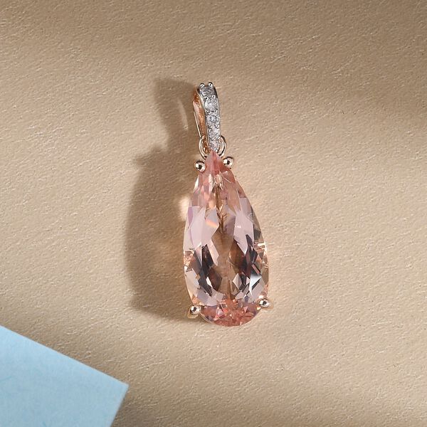 AA Morganit und weißer Diamant-Anhänger, 375 Roségold ca. 3.91 ct image number 3