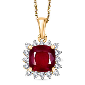 D'Joy AA afrikanischer Rubin und Moissanit Anh&auml;nger mit 50cm Kette - 5,41 ct.