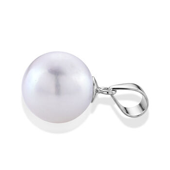D'Joy Wei&szlig;e Edison Perle (10-11 mm) Anh&auml;nger 925 Silber Rhodiniert