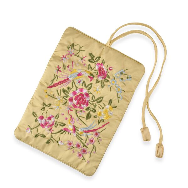 Schmuckorganizer aus Satin mit Stickerei und 5 Premium-Poliert&uuml;chern, 20x9cm, Gold image number 4