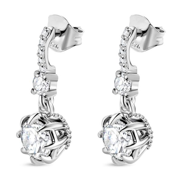 J Francis gefertigt mit SWAROVSKI- Weiße Swarovski Kristall Ohrringe image number 4