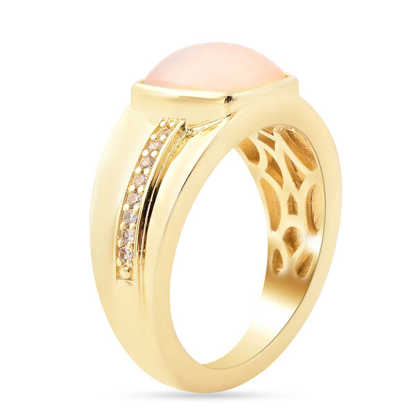 Nat&uuml;rlicher &Auml;thiopischer Opal und Zirkon Ring 925 Silber Gelbgold-&Uuml;berzug image number 5