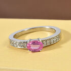 Premium Ilakaka Rosa Saphir und Zirkon-Ring, 925 Silber platiniert, 0,88 ct. image number 1