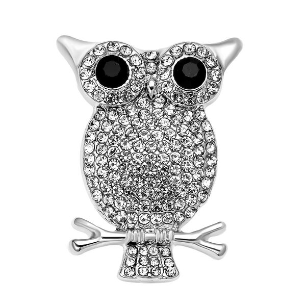 Schwarze und wei&szlig;e Kristall-Brosche