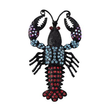 Mehrfarbige Kristall-Brosche, Hummer