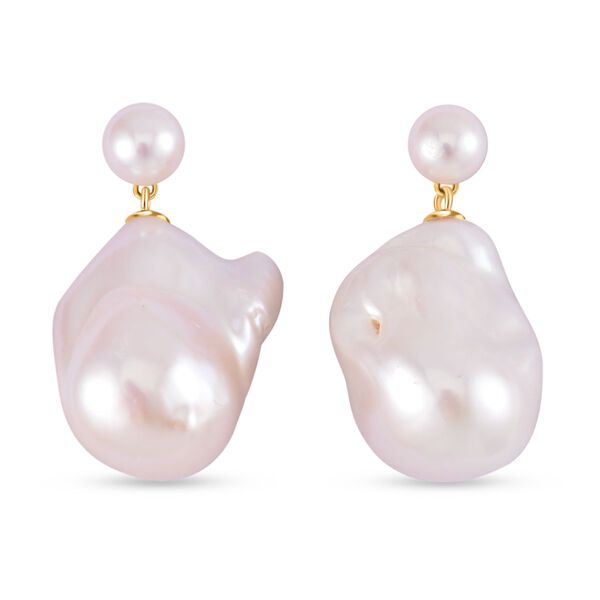 Wei&szlig;e Barockperle und wei&szlig;e S&uuml;&szlig;wasserperle Ohrringe- 76 ct.