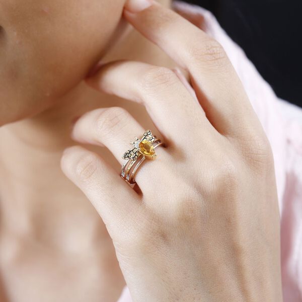 GP Italian Garden Kollektion- AA Citrin, Zirkon und Kanchanaburi blauer Saphir-Ring - 0,69 ct. image number 3