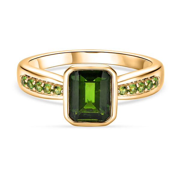 Nat&uuml;rlicher Chromdiopsid-Ring, 925 Silber vergoldet  ca. 1,88 ct