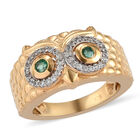 Kagem Sambischer Smaragd und Zirkon Ring 925 Silber vergoldet (Größe 16.00) ca. 0,71 ct image number 3