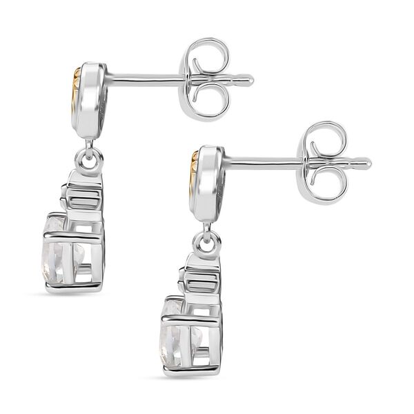 D joy AAA Premium Malagasy Mondstein, Weißer Zirkon Celestial Echoes Ohrringe 925 Silber Zweifarbige Beschichtung ca. 0.76 ct image number 4