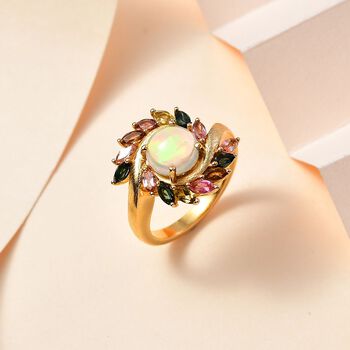AA nat&uuml;rlicher, &auml;thiopischer Welo Opal und Multi-Turmalin Ring - 2,56 ct.