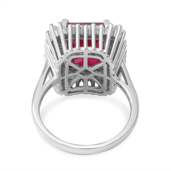 Afrikanischer Rubin und Zirkon Halo-Ring, 925 Silber platiniert image number 4