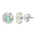 Natürlicher Äthiopischer Opal Cluster Ohrstecker 925 Silber platiniert ca. 0,88 ct
