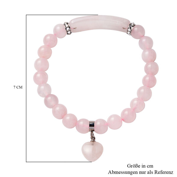 Rosenquarz und Kristall-Armband, 18 cm, Edelstahl ca. 87,01 ct image number 3