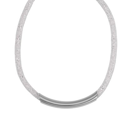 Weißer Kristall Halskette ca. 48 cm Messing