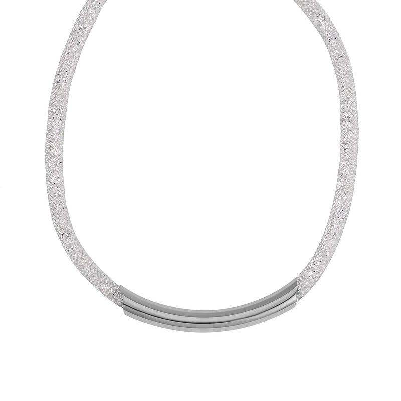 Weißer Kristall Halskette ca. 48 cm Messing image number 0