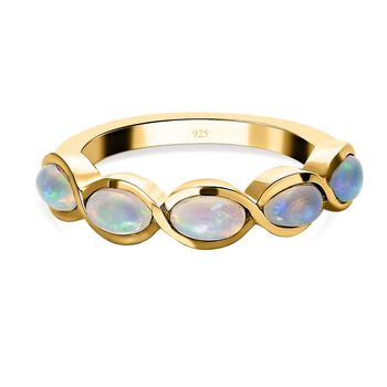 Nat&uuml;rlicher, &auml;thiopischer Opal-Ring, 925 Silber vergoldet (Gr&ouml;&szlig;e 16.00) ca. 0.73 ct