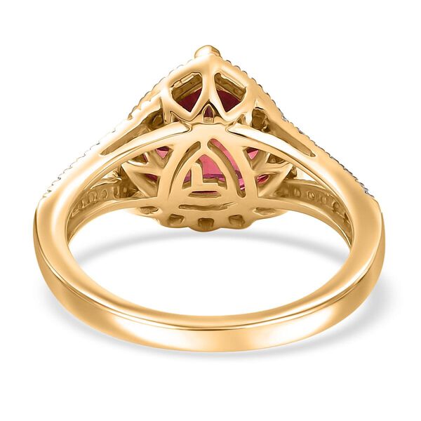 LUXURIANT zertifiziert und gepr&uuml;ft AAA Labor Padparadscha Saphir und Labor Diamant Ring in 417 Gold - 4 ct. image number 4