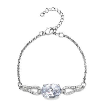 Glaskristall und Zirkonia-Armband, ca. 18 cm, Messing ca. 2,50 ct