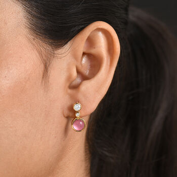 D'Joy Flamingo Mondstein und Moissanit Ohrringe - 3,22 ct.