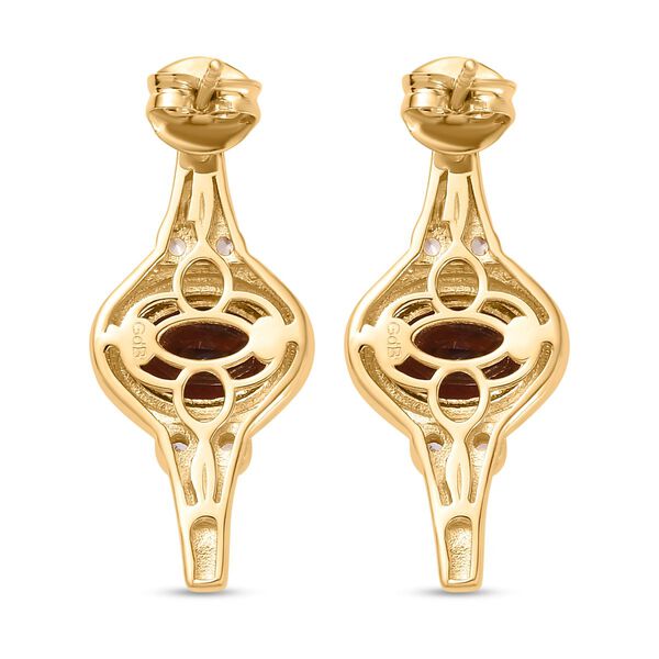 Roter Granat, Weißer Zirkon Ohrringe Messing ca. 3.17 ct image number 4