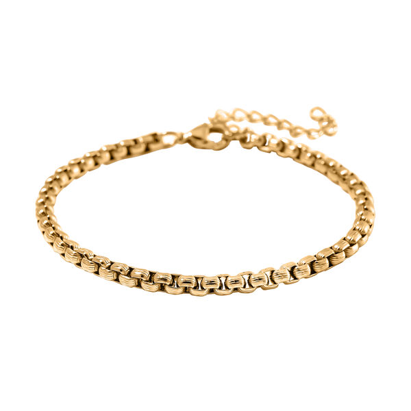 Venezianer Box Armband, Reiner Edelstahl, vergoldet, ca. 19 cm + 5 cm Extender, ca. 7,60g