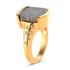 Meteorit und Zirkon-Ring, 925 Silber Gelbgold Vermeil  ca. 9,95 ct image number 4