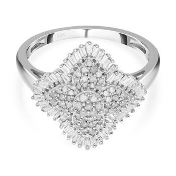 Wei&szlig;er Diamant Ring, 925 Silber platiniert (Gr&ouml;&szlig;e 19.00) ca. 1.00 ct