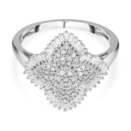 Wei&szlig;er Diamant Ring, 925 Silber platiniert (Gr&ouml;&szlig;e 19.00) ca. 1.00 ct