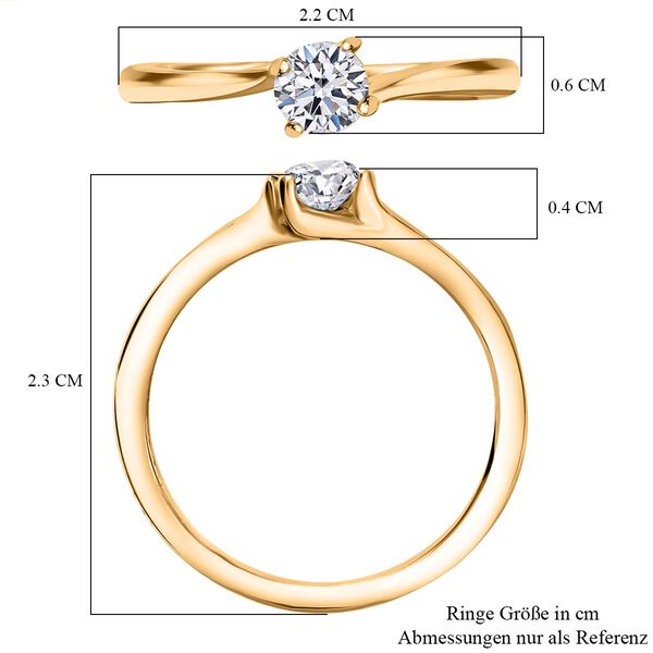 LUXURIANT SI-GH Labor Diamant Ring, 925 Silber 750 Gelbgold Vermeil - 0,33 ct. image number 7